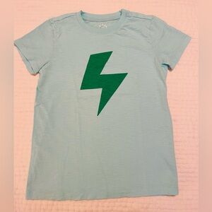 NWOT Primary Kids Bolt Tee - Mist Blue with Apple Green Lightning